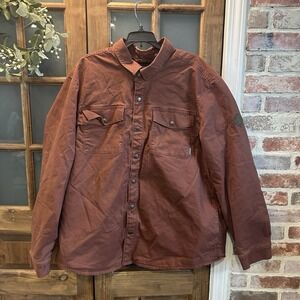 Eddie Bauer Jacket Men XXL Snap Red Voyager Fleece Lined Shirt Shacket Outdoor